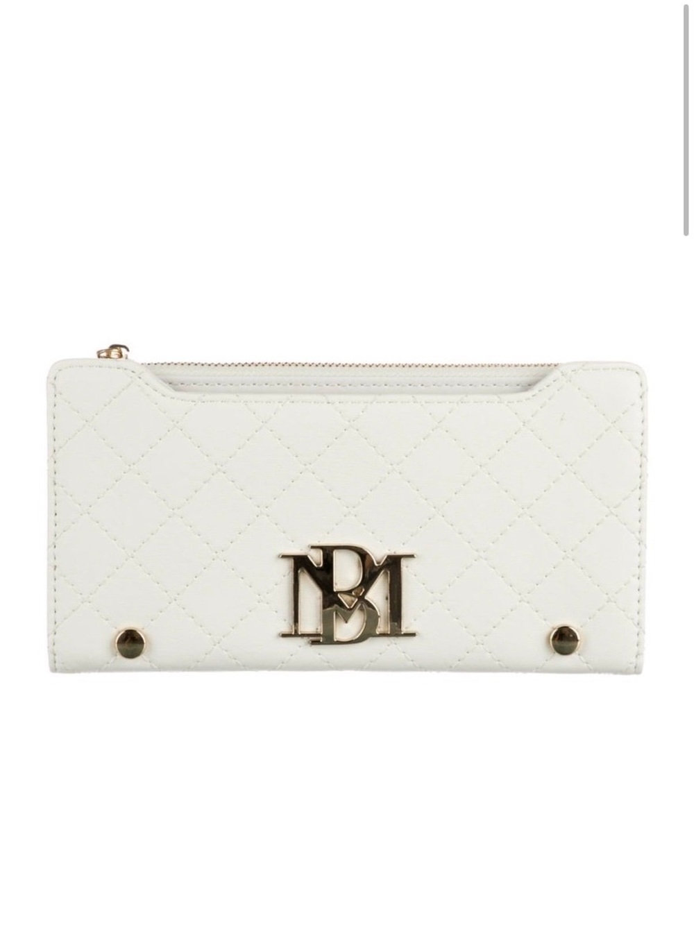Badgley Mischka wallet nwt. Quilted Zip Wallet - White